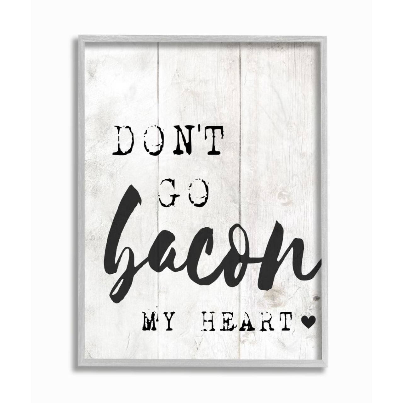 Stupell Industries Bacon My Heart Print with Gray Frame Wall Accent
